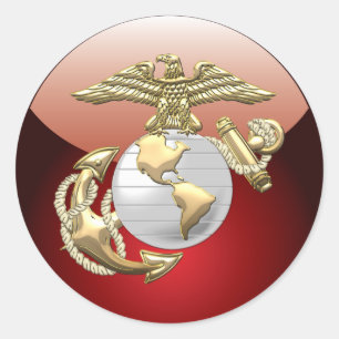 USMC Eagle, Wereldbol & Anchor (EGA) [3D] Ronde Sticker