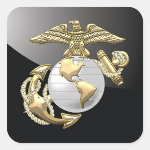 USMC Eagle, Wereldbol & Anchor (EGA) [3D] Vierkante Sticker