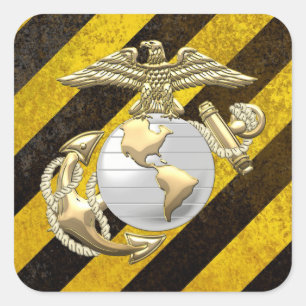 USMC Eagle, Wereldbol & Anchor (EGA) [3D] Vierkante Sticker