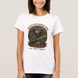 USMC Eerst om te Vechten Adelaar en Gevechtsmes Da T-shirt