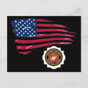 USMC Embleem en Amerikaanse vlag Briefkaart