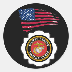 USMC Emblem met de Amerikaanse vlag Ronde Sticker