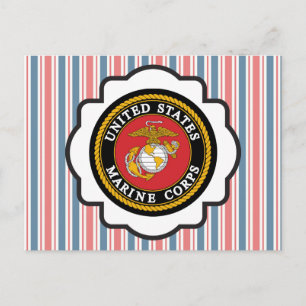 USMC Emblem met rode, witte en blauwe strepen Briefkaart