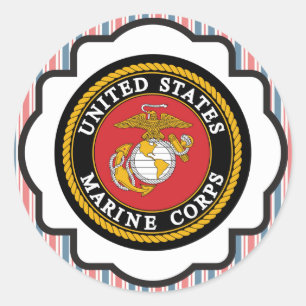 USMC Emblem met rode, witte en blauwe strepen Ronde Sticker
