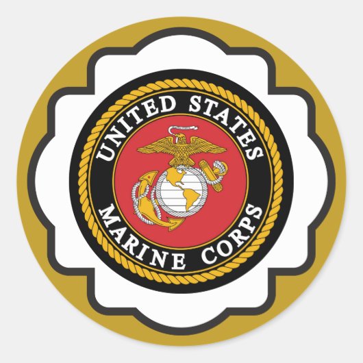 USMC Emblem Ronde Sticker (Voorkant)