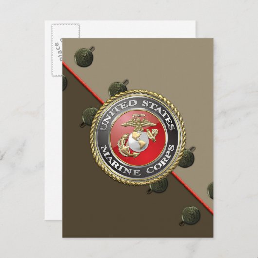USMC Emblem & Uniform [3D] Briefkaart (Voorkant / Achterkant)