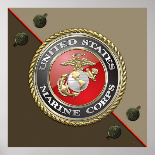 USMC Emblem & Uniform [3D] Poster (Voorkant)