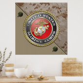 USMC Emblem & Uniform [3D] Poster (Keuken)