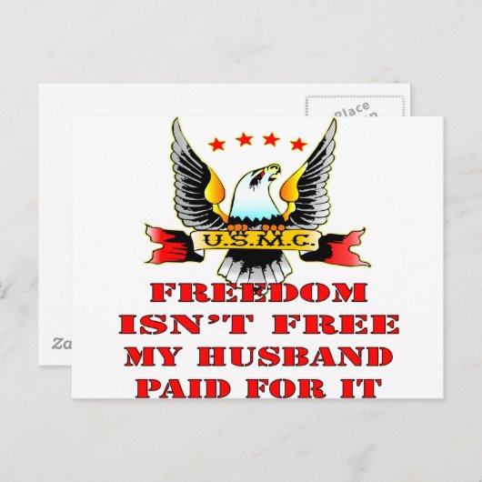 USMC Freedom is niet gratis voor mijn man. Briefkaart (Voorkant / Achterkant)