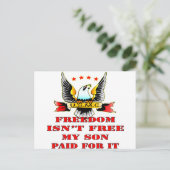 USMC Freedom Isn't Free My Son Paid For It Briefkaart (Staand voorkant)