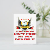 USMC Freedom Isn't Free My Son Paid For It Briefkaart (Staand voorkant)