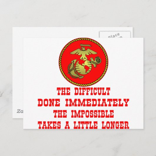 USMC Het moeilijkheid onmiddellijk gedaan Onmogeli Briefkaart (Voorkant / Achterkant)