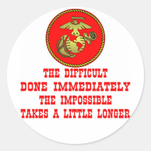 USMC Het moeilijkheid onmiddellijk gedaan Onmogeli Ronde Sticker
