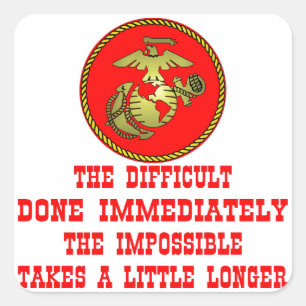 USMC Het moeilijkheid onmiddellijk gedaan Onmogeli Vierkante Sticker