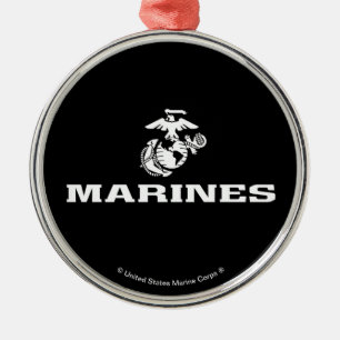 USMC Logo gestapeld - Wit Metalen Ornament
