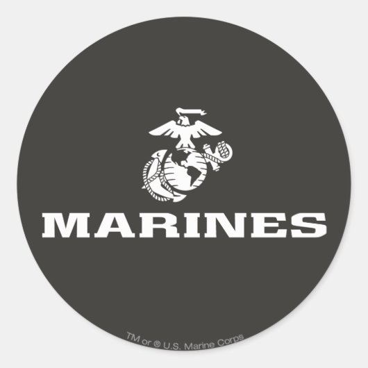 USMC Logo gestapeld - Wit Ronde Sticker (Voorkant)