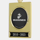 USMC Logo gestapeld - Wit Verguld Banner Ornament (Links)