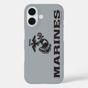 USMC Logo Stacked Black Logo iPhone 16 Hoesje