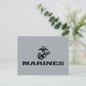 USMC Logo Stacked Black Logo Feestdagenkaart (Staand voorkant)