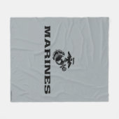 USMC Logo Stacked Black Logo Fleece Deken (Voorkant (Horizontaal))