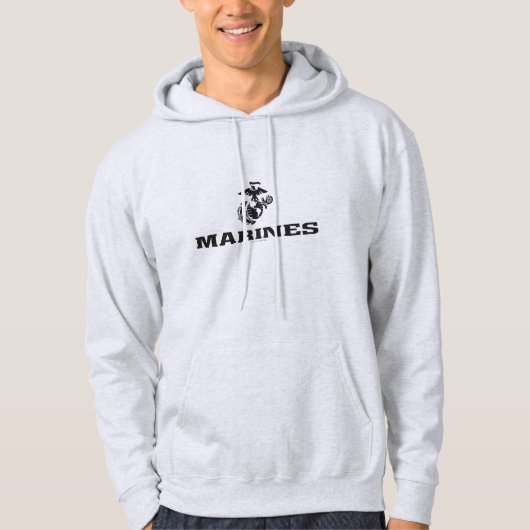 USMC Logo Stacked Black Logo Hoodie (Voorkant)