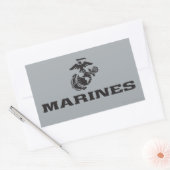 USMC Logo Stacked Black Logo Rechthoekige Sticker (Envelop)