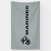 USMC Logo Stacked Black Logo Spandoek (Verticaal)