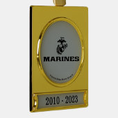USMC Logo Stacked Black Logo Verguld Banner Ornament (Rechts)