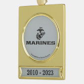 USMC Logo Stacked Black Logo Verguld Banner Ornament (Links)
