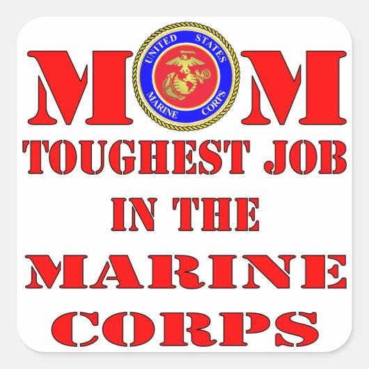 USMC Marine Mam Tuurste baan in het mariene Korps Vierkante Sticker (Voorkant)