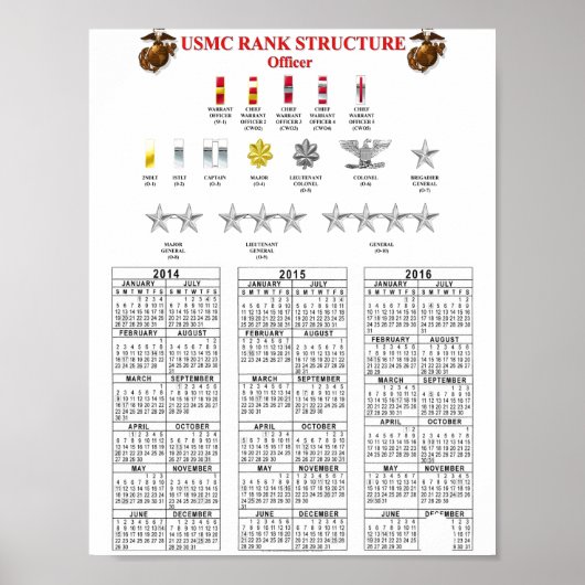 USMC RANK STRUCTUREN POSTER (Voorkant)