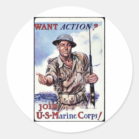 Usmc Recruc Ronde Sticker (Voorkant)