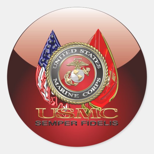 USMC Semper Fi [Special Edition] [3D] Ronde Sticker (Voorkant)