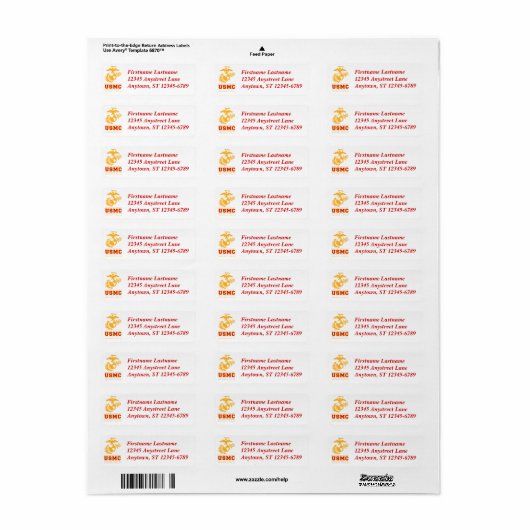 USMC Semper Fidelis [Semper Fi] Etiket (Full Sheet)