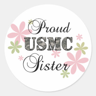 USMC Sister (fl camo) Ronde Sticker