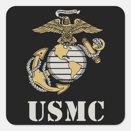 USMC [stencil] Vierkante Sticker (Voorkant)