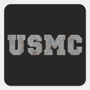 USMC [tekst roesten] Vierkante Sticker