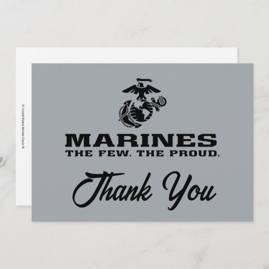 USMC "The Few, The Proud" stapelde zwarte Logo Bedankkaart (Voorkant / Achterkant)