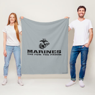 USMC "The Few, The Proud" stapelde zwarte Logo Fleece Deken