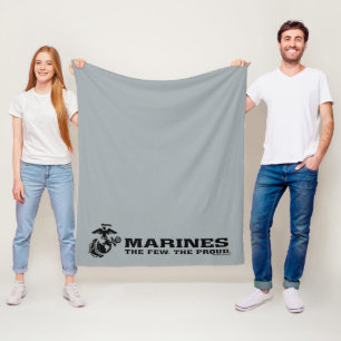 USMC "The Few, The Proud" stapelde zwarte Logo Fleece Deken