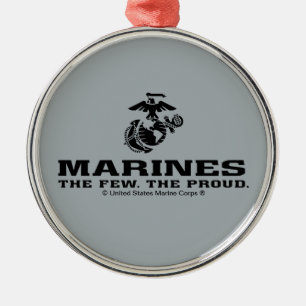 USMC "The Few, The Proud" stapelde zwarte Logo Metalen Ornament