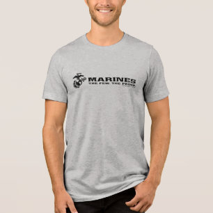 USMC "The Few, The Proud" stapelde zwarte Logo Tri-Blend Shirt