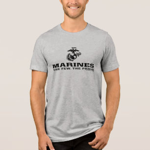 USMC "The Few, The Proud" stapelde zwarte Logo Tri-Blend Shirt