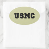 USMC [vetgedrukte tekst] Ovale Sticker (Tas)