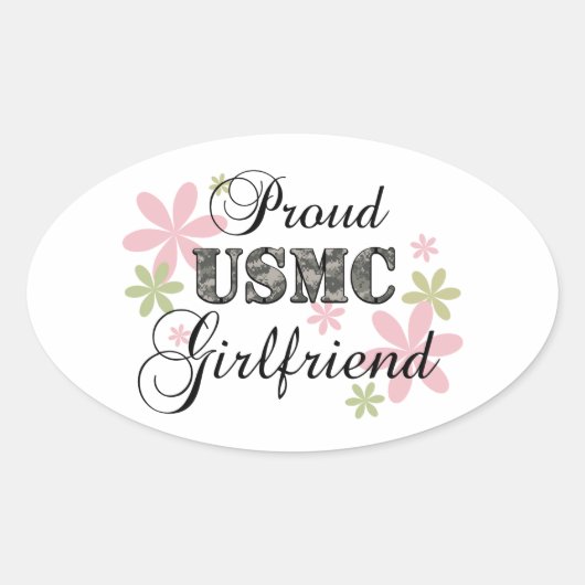 USMC-Vriendin [fl camo] Ovale Sticker (Voorkant)