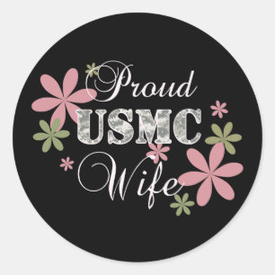 USMC Wife [fl camo] Ronde Sticker