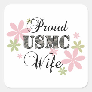 USMC Wife [fl camo] Vierkante Sticker