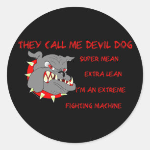 USMC Ze noemen me duivel-hond Ronde Sticker