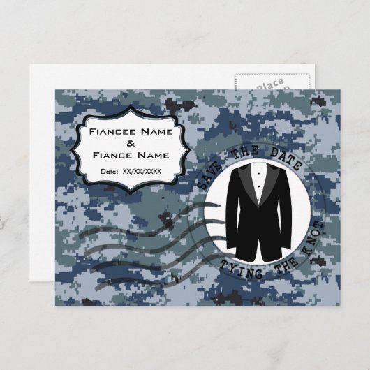 USN Marine Bewaar de Datum & Smoking Aankondigingskaart (Voorkant / Achterkant)