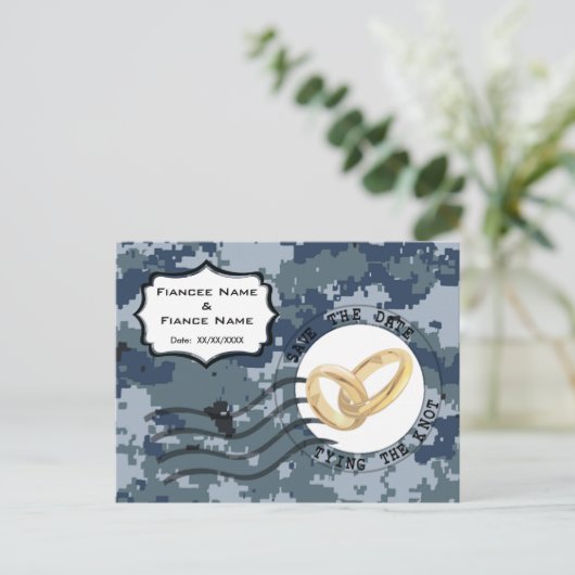 USN Marine Opslagdatum & Ringen Aankondigingskaart (Staand voorkant)